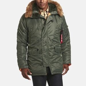 Alpha Industries Extreme Weather Hooded Jacket N-3B Men’s Size Small Green Coat